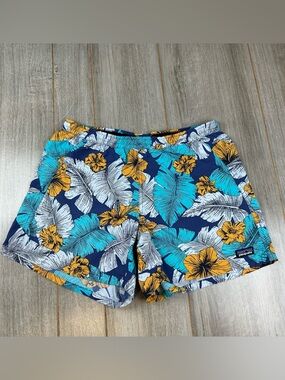 Patagonia Baggies Women’s M (32) Best Fronds Channel Blue Floral 4.5” Inseam